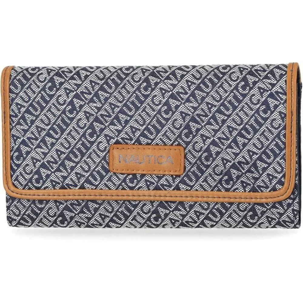 women's Indigo Jacquard Carry All Money Manager Wallet Organizer with RFID